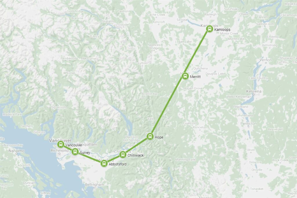 Kamloops to Vancouver Bus Route