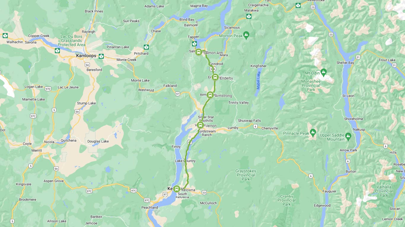 Salmon Arm to Kelowna - Ebus